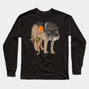 Cute fairy and a wolf Long Sleeve T-Shirt